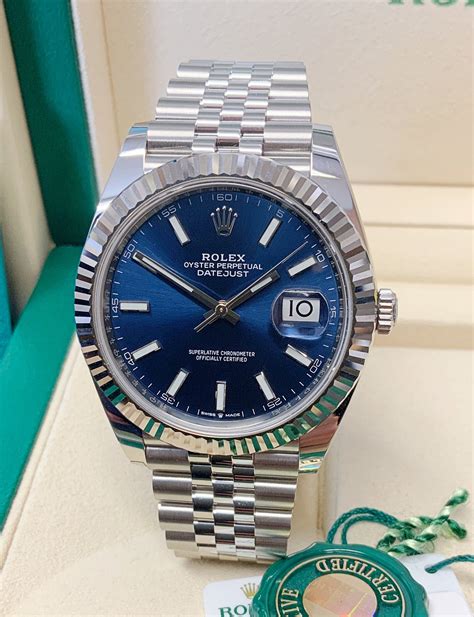 rolex datejust 41 blue dial 2024|rolex datejust 41 price.